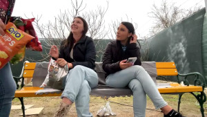 I ll let your hands walk frankly on my body from my hips up lightly squeezing my breasts to my neck the other side of my